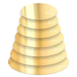 5 supports à gâteaux ronds dorés 22 cm