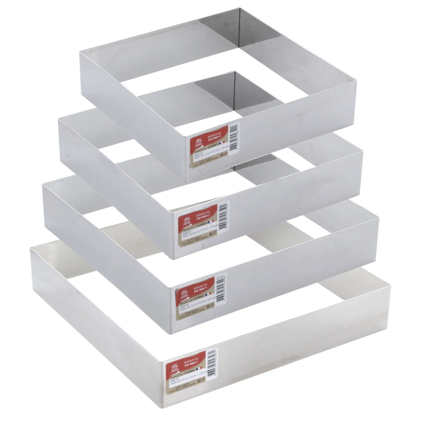Cadre à pâtisserie carré inox 24 cm h 4.5 cm - Alice Délice