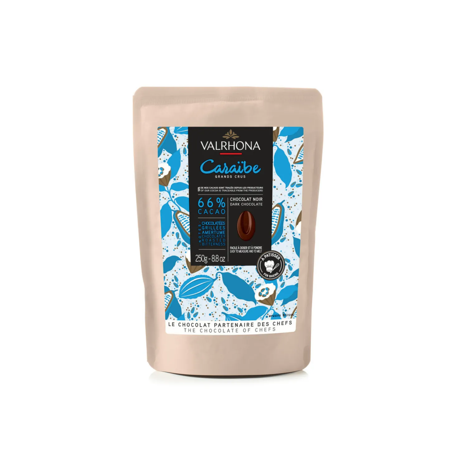 Chocolat à pâtisser noir Caraibe 66% 250 gr - Valrhona