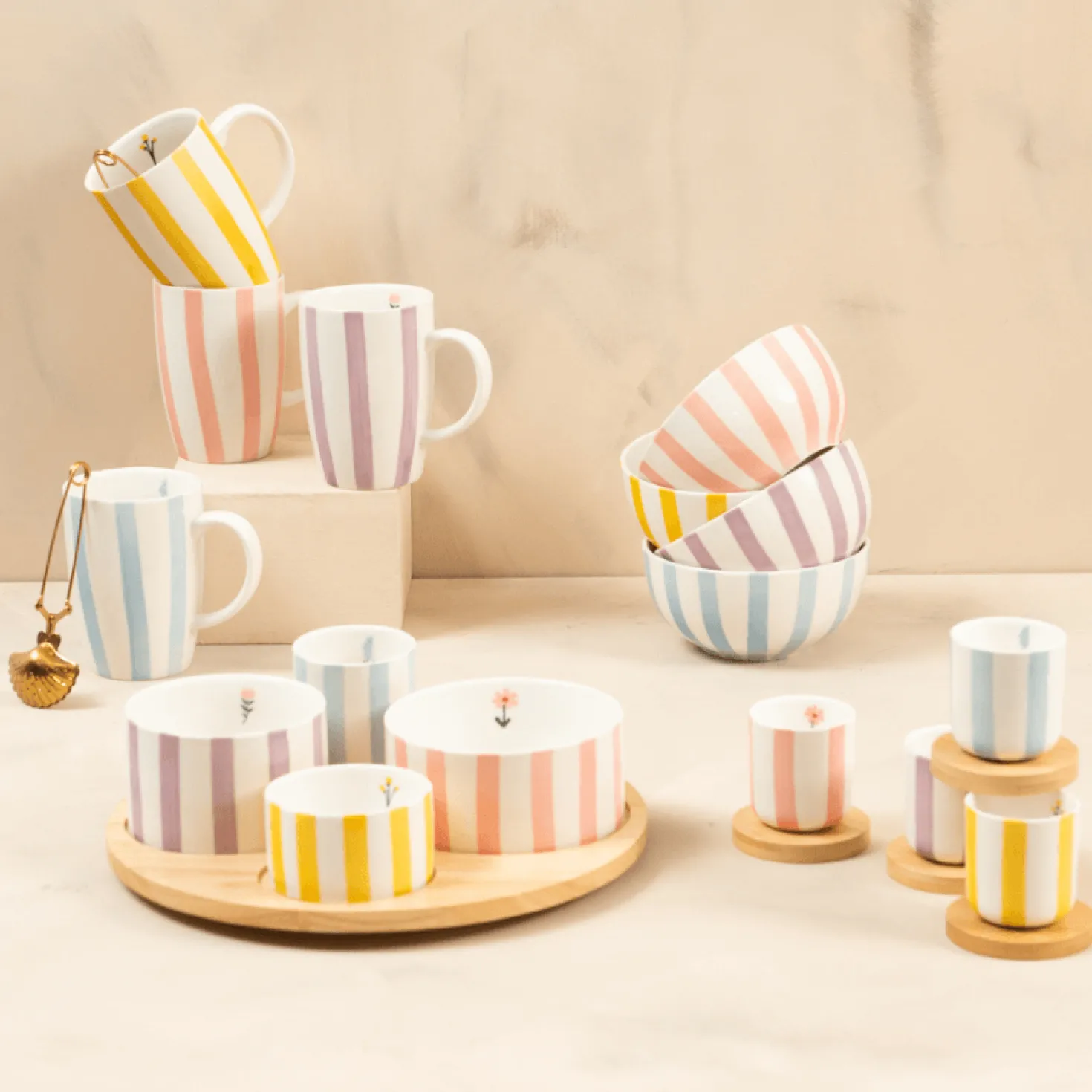 Coffret 4 tasses + sous tasses 10cl Bandol - Table Passion