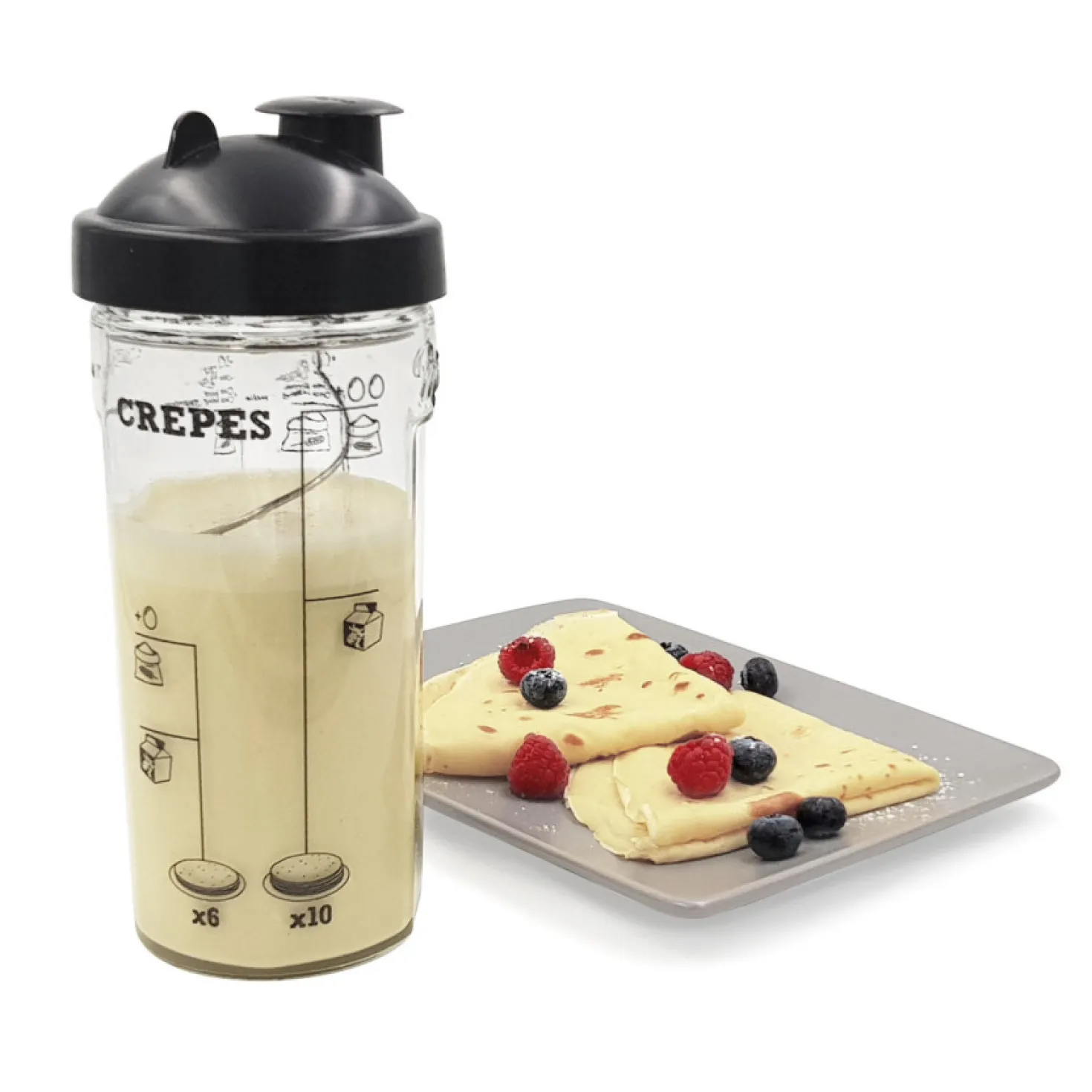 Crêpière revêtue fougère 28 cm + accessoires offerts